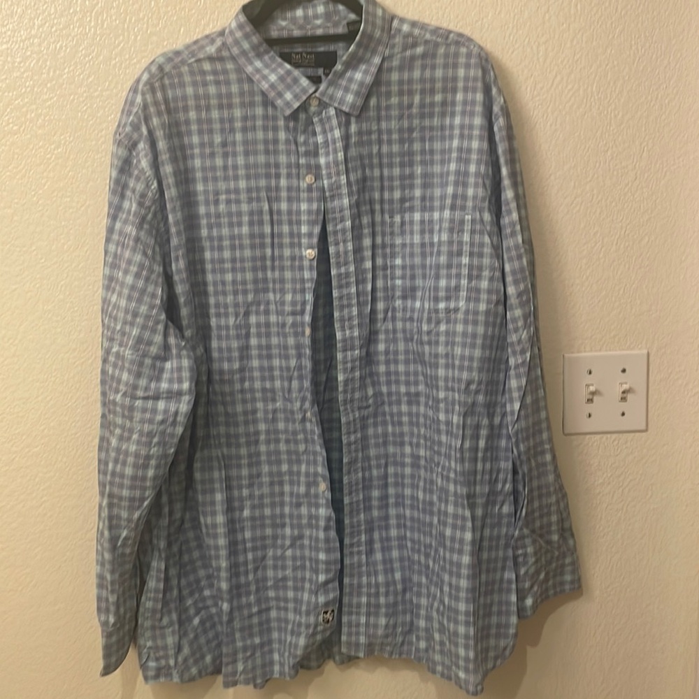 Nat Nest Blue Stripped button down men’s XXL